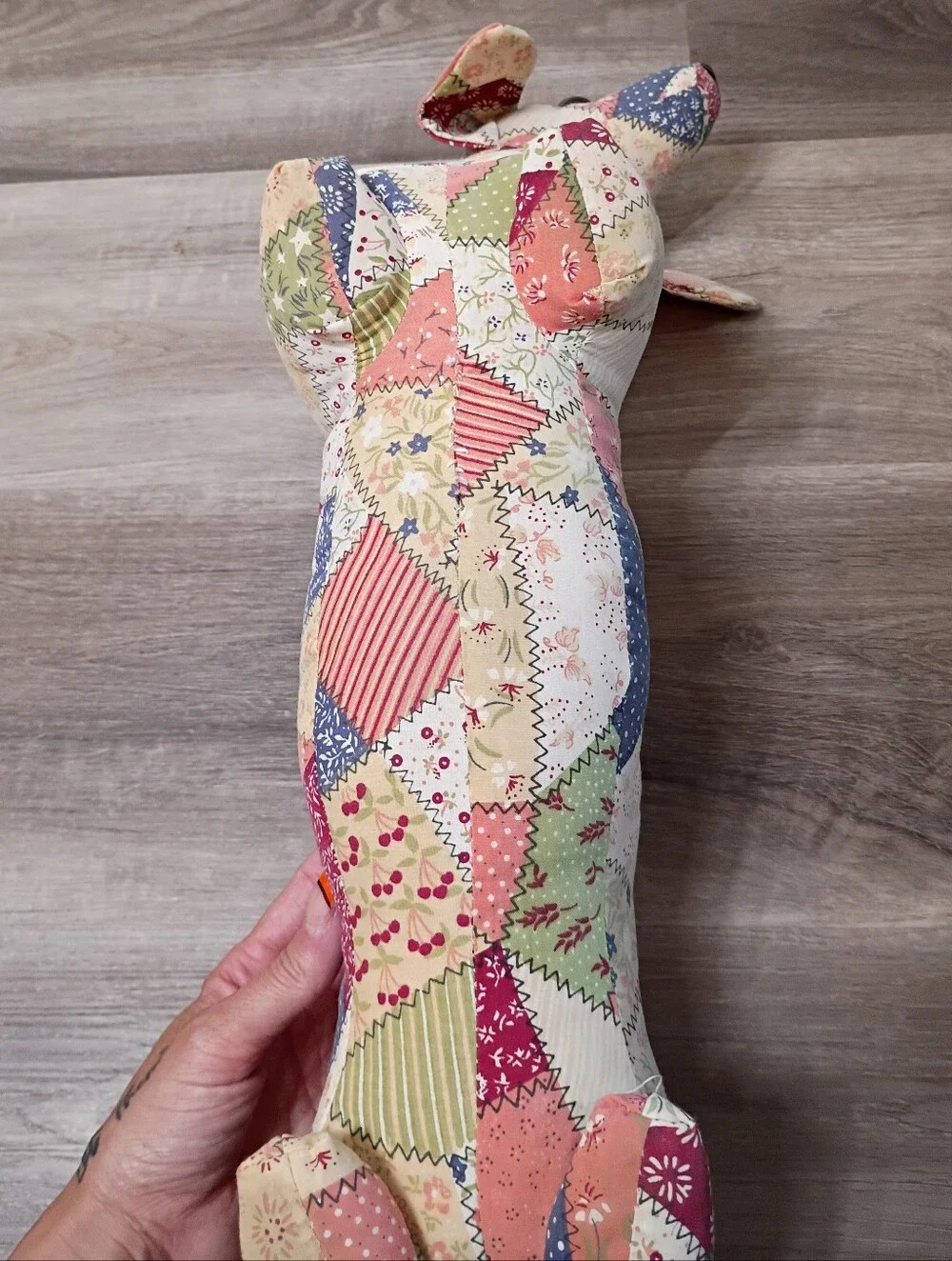 Vintage Multicolor Floral Patchwork Granny Quilt Weiner‎ Dog Plush Decorative